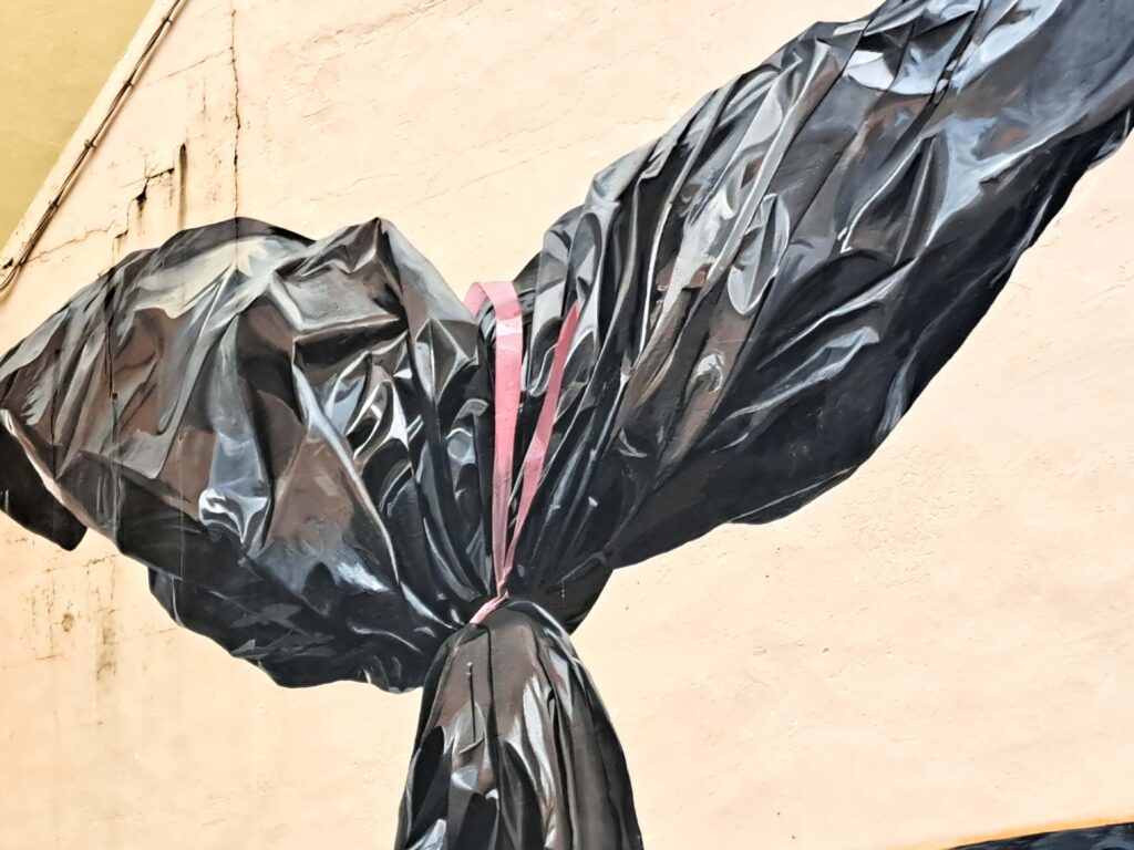 Streetart auf der französischen Karibikinsel Martinique - eine Fotodokumentation 12 Nahaufnahme verpackter Walschwanz