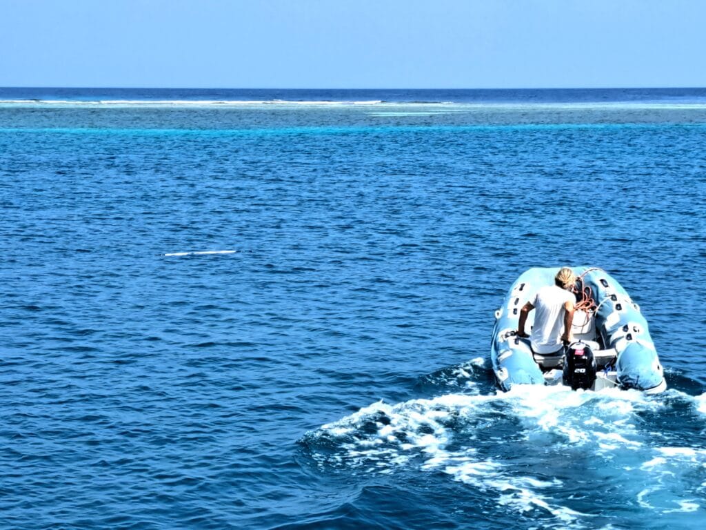 Karibik - Tagebuch - Band II - Nr. 37 2 Ankerplatz in French Bay auf Roatan. Gut geschützt hinter dem Riff sind Bojen im Nationalpark verankert.