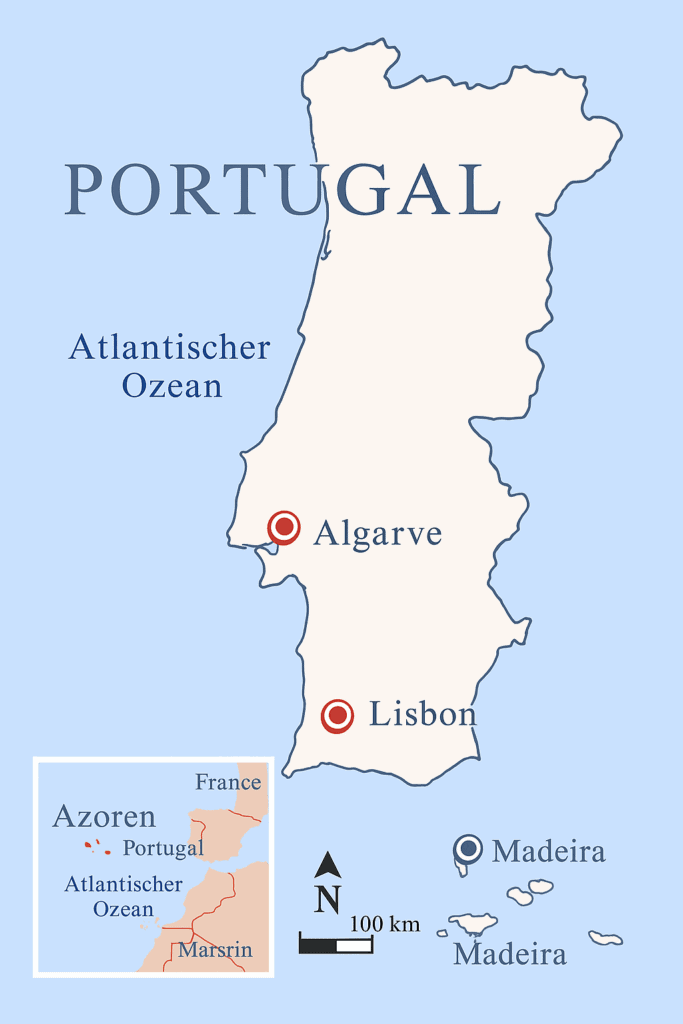 Portugal entdecken – Atlantikküste, Inseln & Genuss 1 Portugal Karte