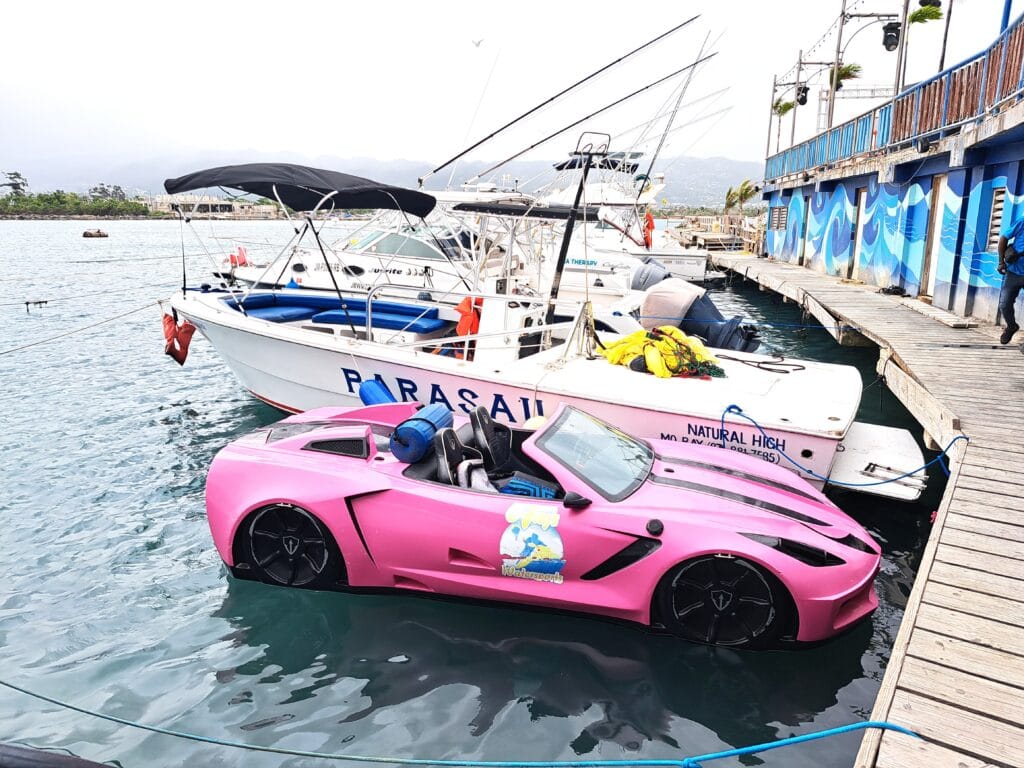 Steg Pier 1 mit pinken Autojetski